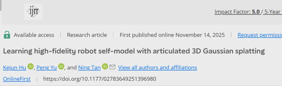 IJRR最新成果！中山大学提出基于3D高斯泼溅的机器人自建模技术：仅凭RGB图像实现高保真形态、运动与颜色重建(图1)
